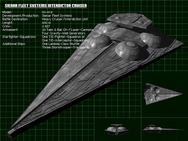 Ein Abfangkreuzer in der Dreitafelansicht