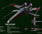 Ein X-Wing in der Dreitafelansicht